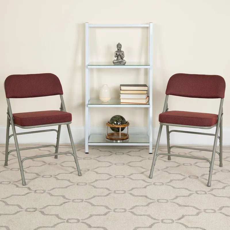 Lot de 4 chaises pliantes en métal courbées à triple renfort et charnières, revêtement en tissu