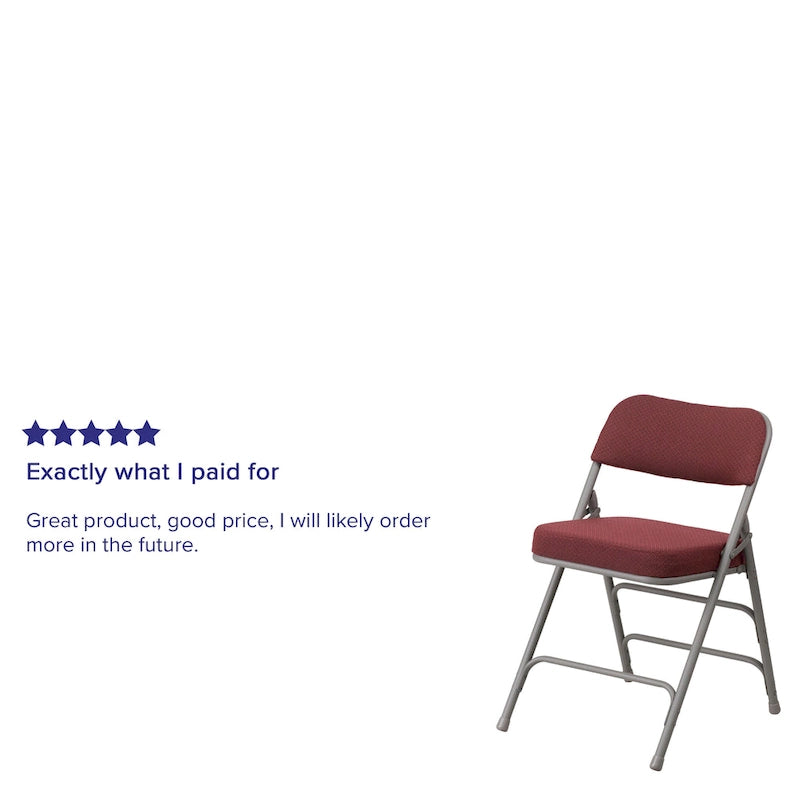 Lot de 4 chaises pliantes en métal courbées à triple renfort et charnières, revêtement en tissu