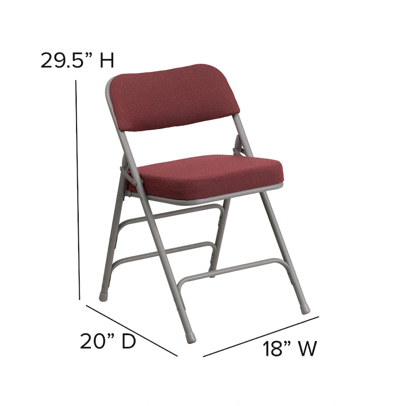 Lot de 4 chaises pliantes en métal courbées à triple renfort et charnières, revêtement en tissu