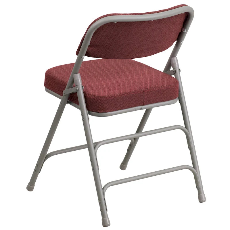 Lot de 4 chaises pliantes en métal courbées à triple renfort et charnières, revêtement en tissu