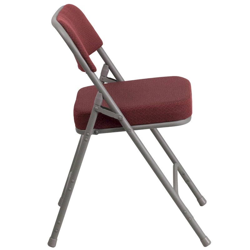 Lot de 4 chaises pliantes en métal courbées à triple renfort et charnières, revêtement en tissu