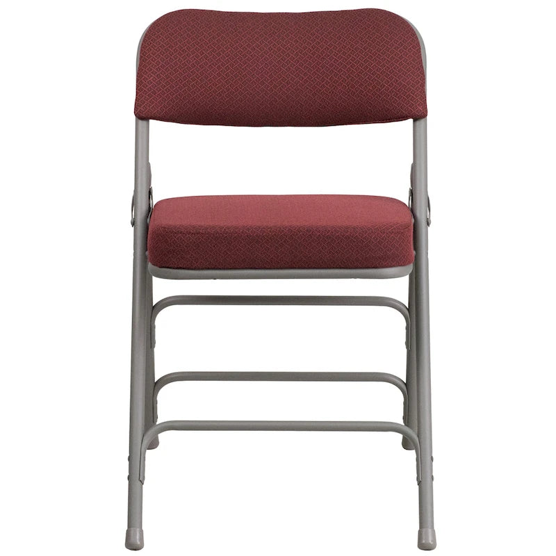 Lot de 4 chaises pliantes en métal courbées à triple renfort et charnières, revêtement en tissu