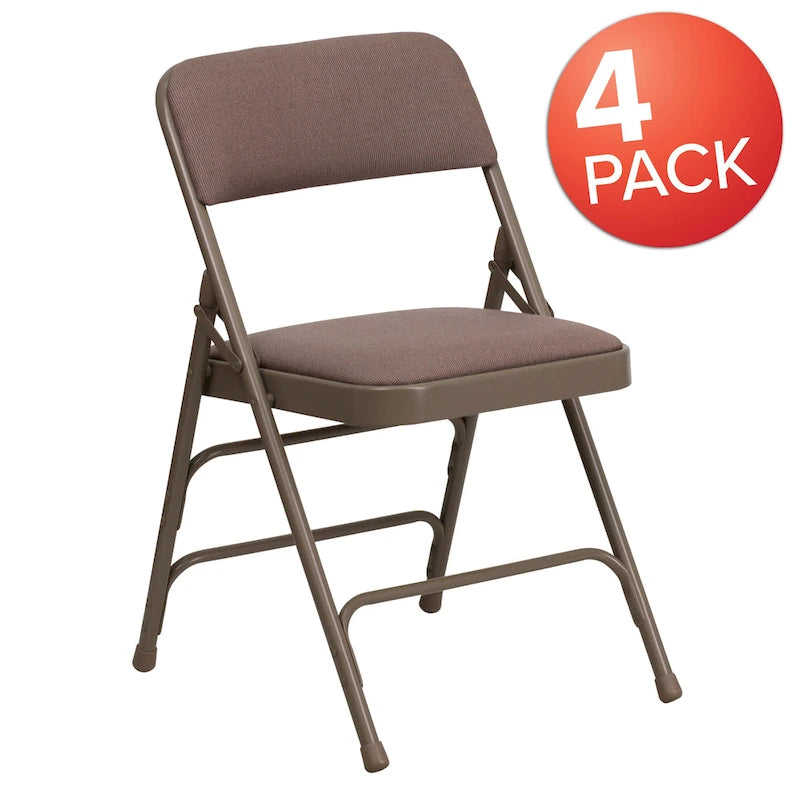 Chaise pliante en métal incurvée à triple renfort et double charnière, lot de 4