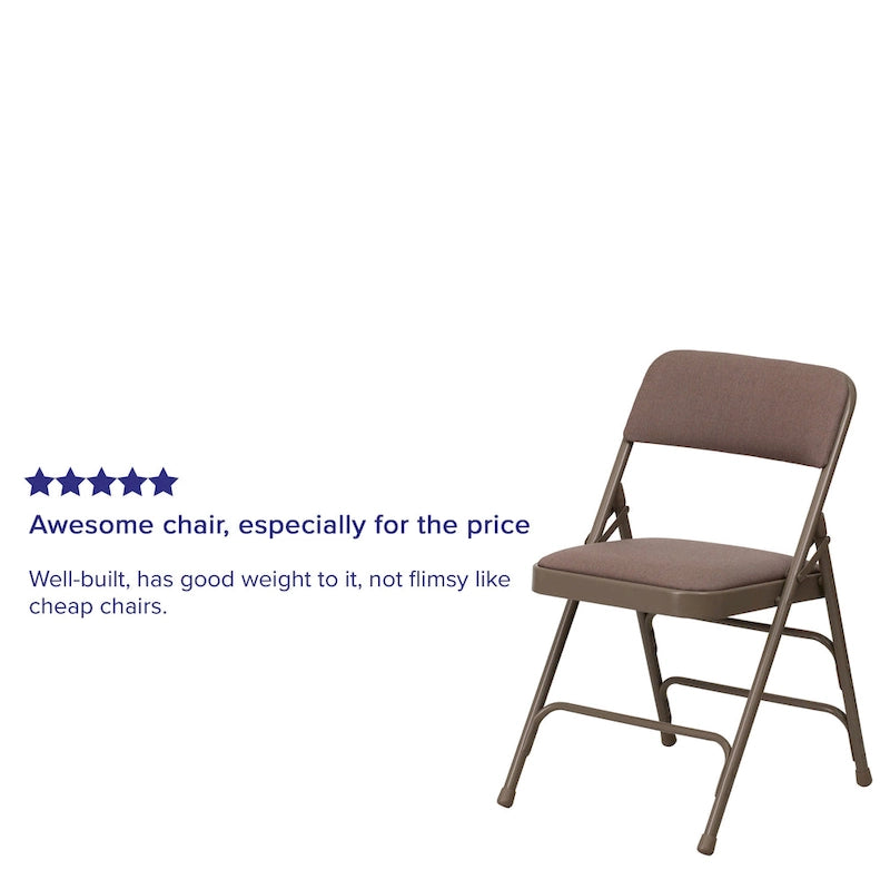 Chaise pliante en métal incurvée à triple renfort et double charnière, lot de 4