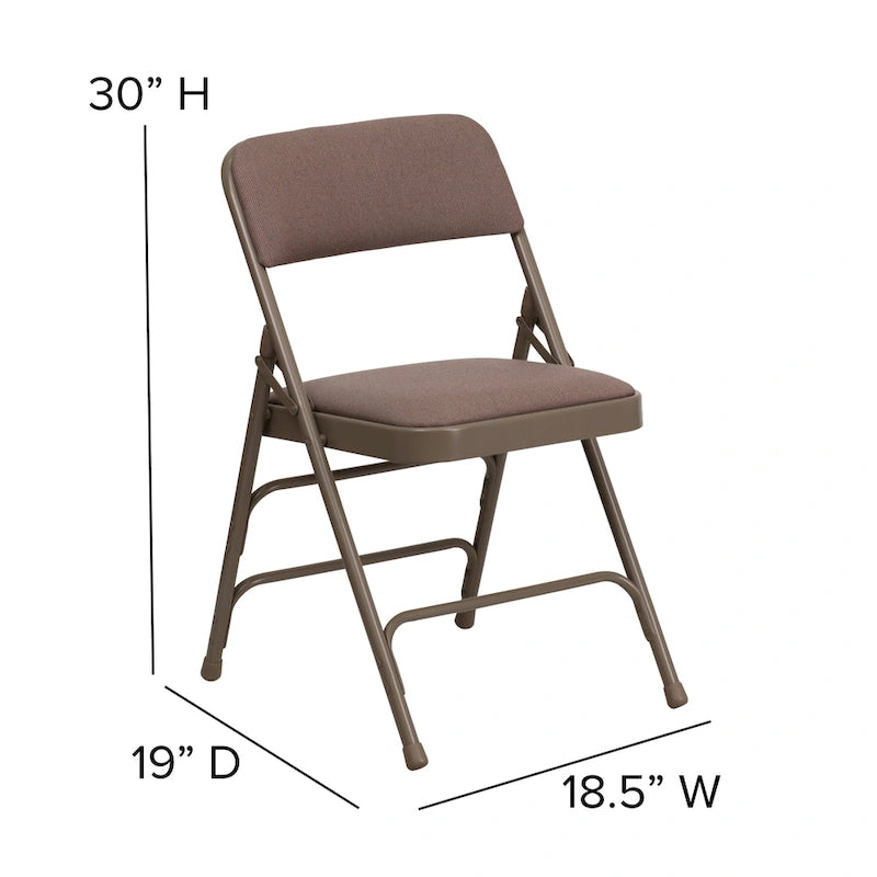 Chaise pliante en métal incurvée à triple renfort et double charnière, lot de 4