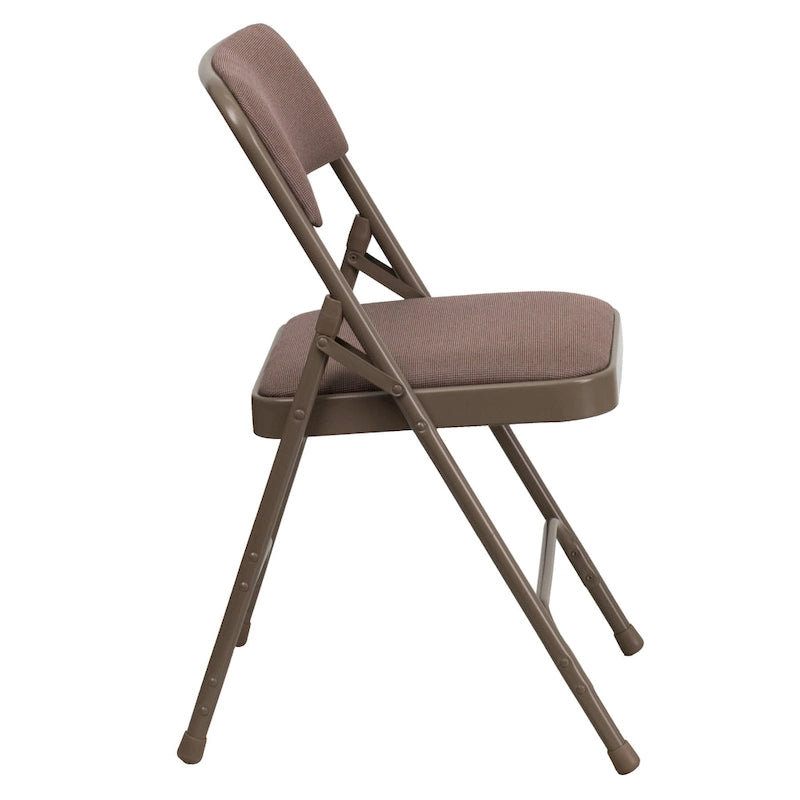 Chaise pliante en métal incurvée à triple renfort et double charnière, lot de 4