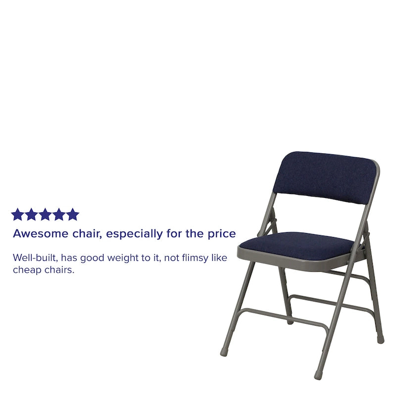 Chaise pliante en métal incurvée à triple renfort et double charnière, lot de 4