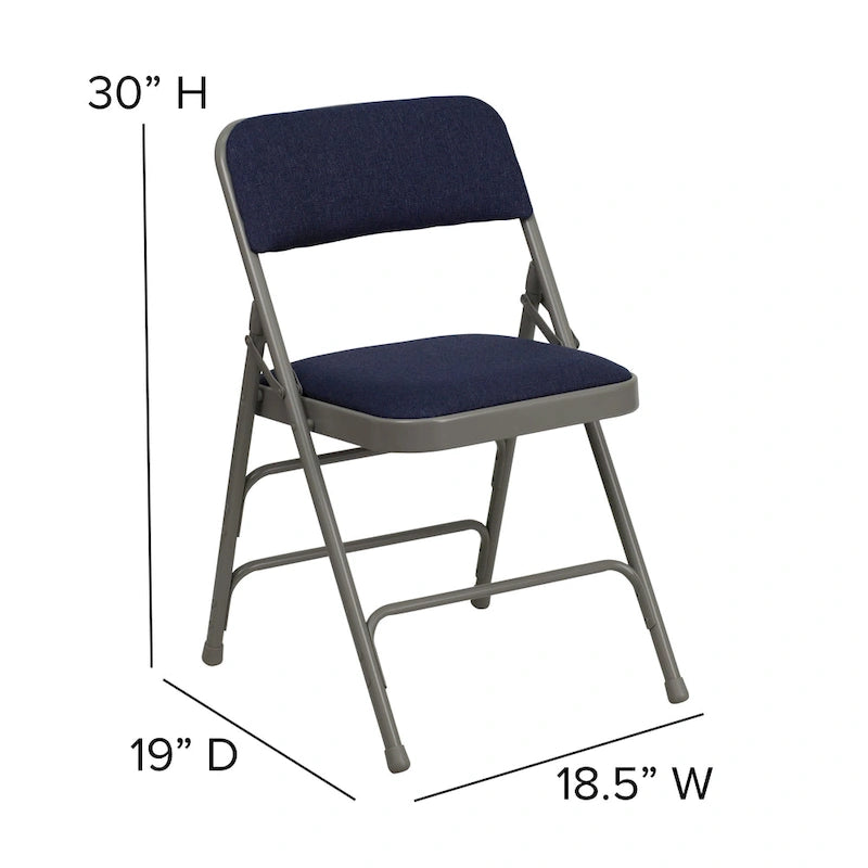 Chaise pliante en métal incurvée à triple renfort et double charnière, lot de 4