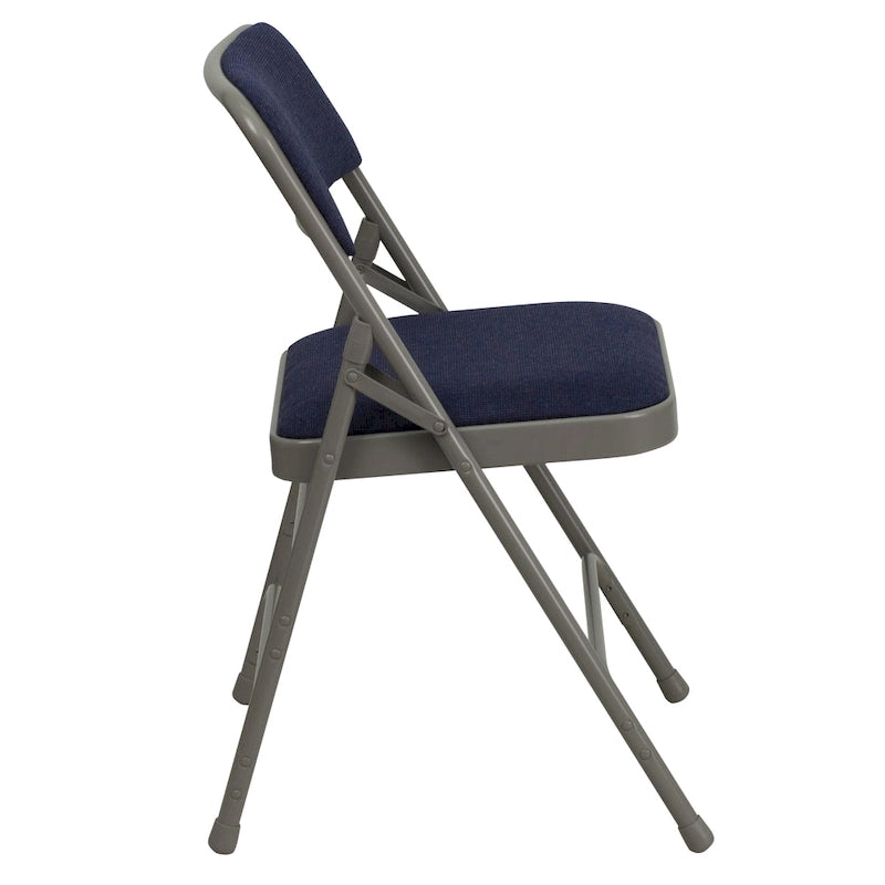 Chaise pliante en métal incurvée à triple renfort et double charnière, lot de 4