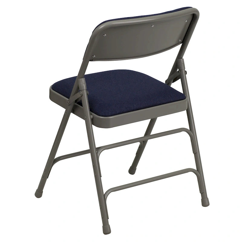Chaise pliante en métal incurvée à triple renfort et double charnière, lot de 4
