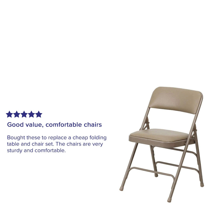 Chaise pliante en métal incurvée à triple renfort et double charnière, lot de 4