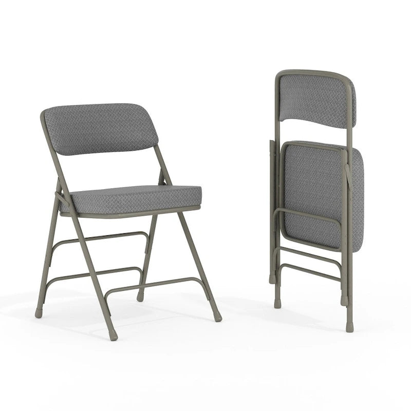 Lot de 2 chaises pliantes rembourrées en métal, avec triple renfort incurvé et double charnière