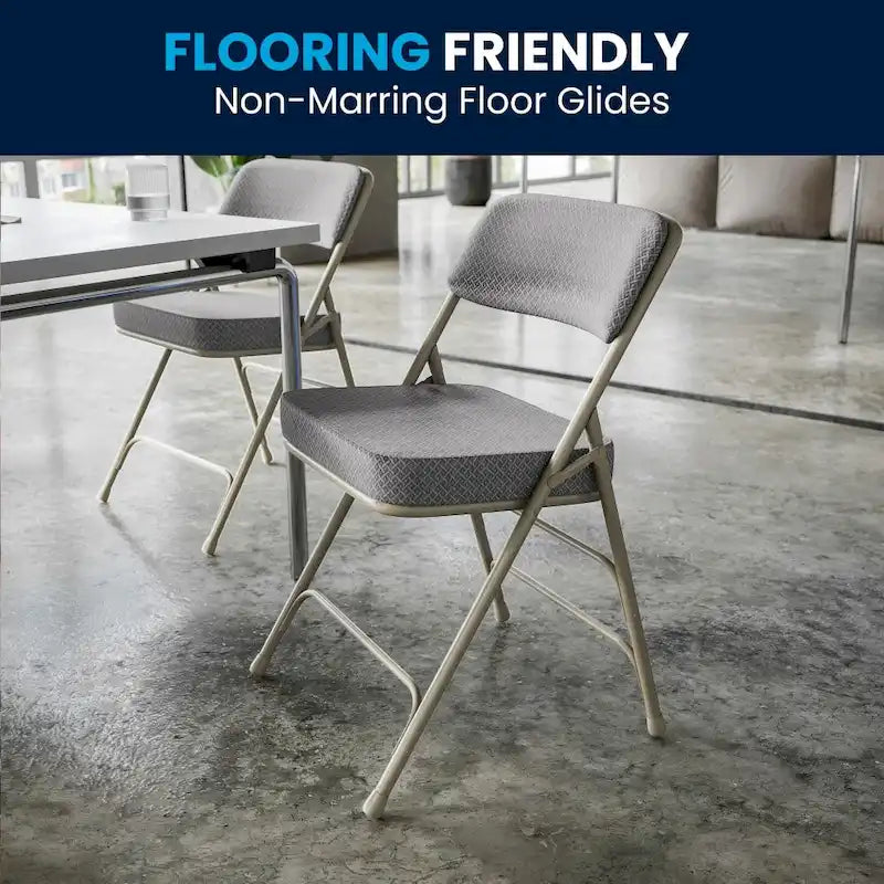 Lot de 2 chaises pliantes rembourrées en métal, avec triple renfort incurvé et double charnière