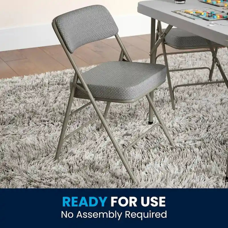 Lot de 2 chaises pliantes rembourrées en métal, avec triple renfort incurvé et double charnière