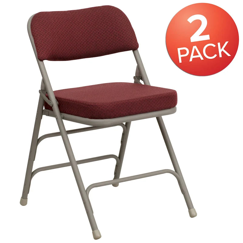 Lot de 2 chaises pliantes rembourrées en métal, avec triple renfort incurvé et double charnière