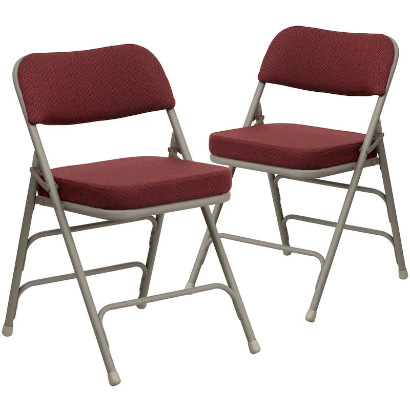 Lot de 2 chaises pliantes rembourrées en métal, avec triple renfort incurvé et double charnière