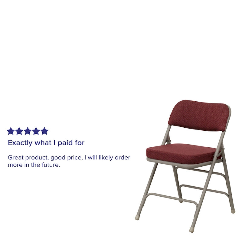 Lot de 2 chaises pliantes rembourrées en métal, avec triple renfort incurvé et double charnière