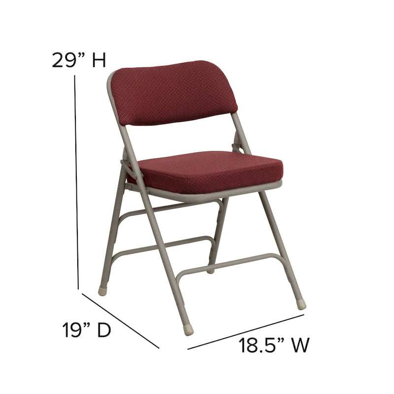 Lot de 2 chaises pliantes rembourrées en métal, avec triple renfort incurvé et double charnière