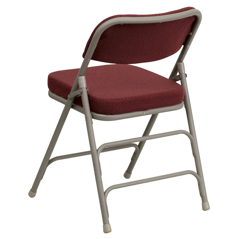 Lot de 2 chaises pliantes rembourrées en métal, avec triple renfort incurvé et double charnière