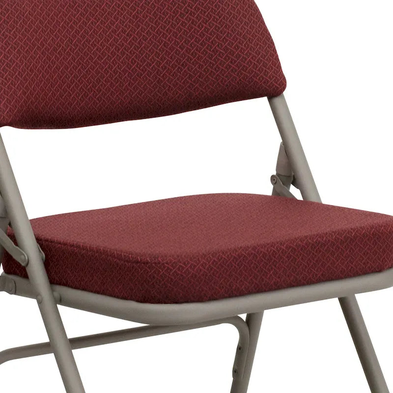 Lot de 2 chaises pliantes rembourrées en métal, avec triple renfort incurvé et double charnière