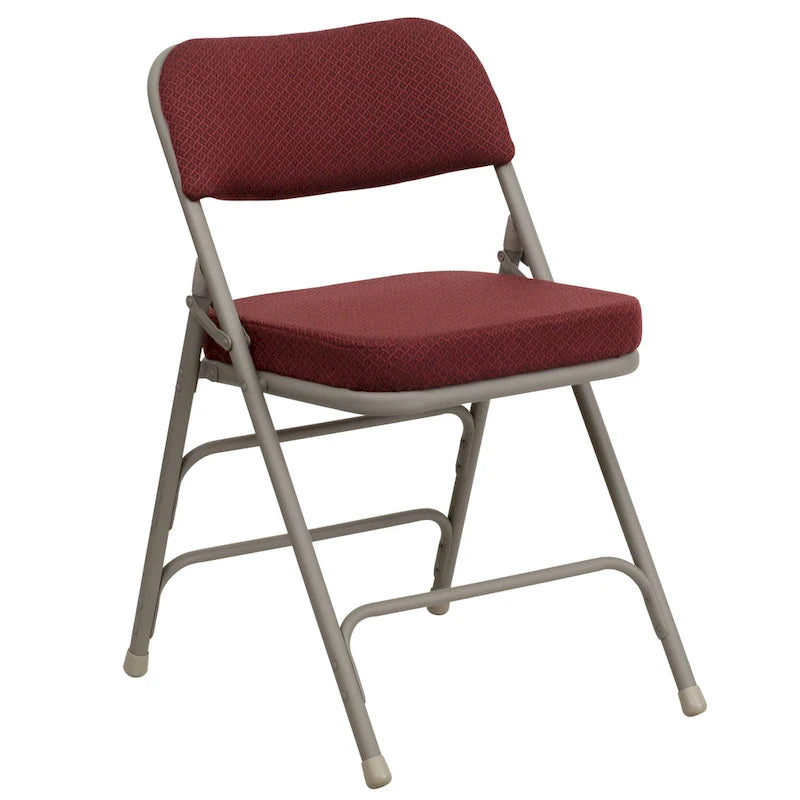 Lot de 2 chaises pliantes rembourrées en métal, avec triple renfort incurvé et double charnière