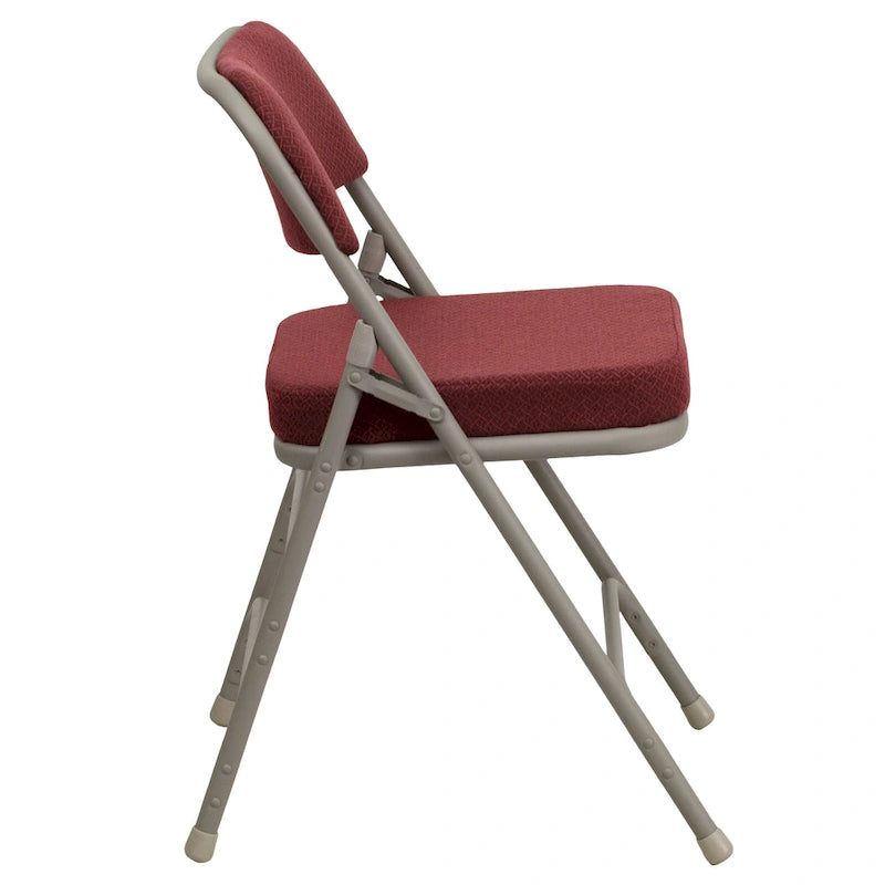 Lot de 2 chaises pliantes rembourrées en métal, avec triple renfort incurvé et double charnière
