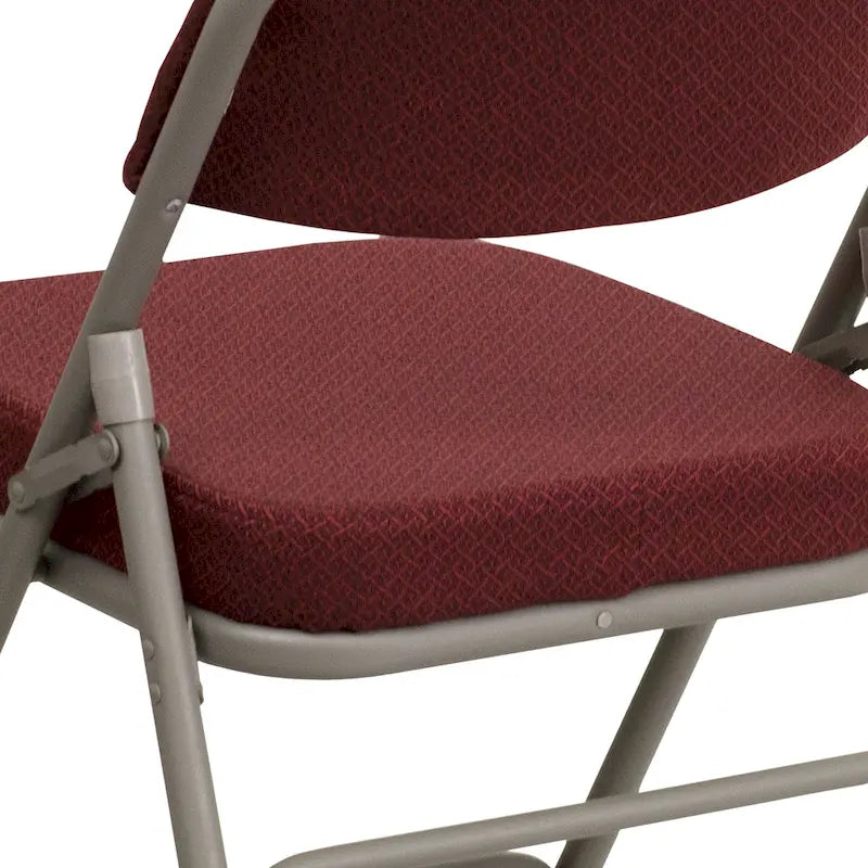 Lot de 2 chaises pliantes rembourrées en métal, avec triple renfort incurvé et double charnière