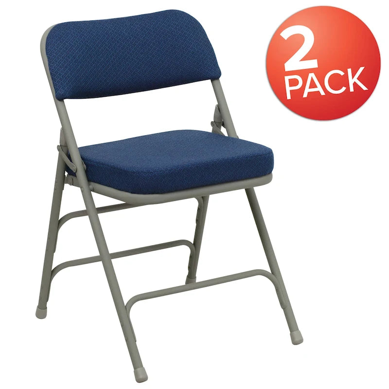 Lot de 2 chaises pliantes rembourrées en métal, avec triple renfort incurvé et double charnière