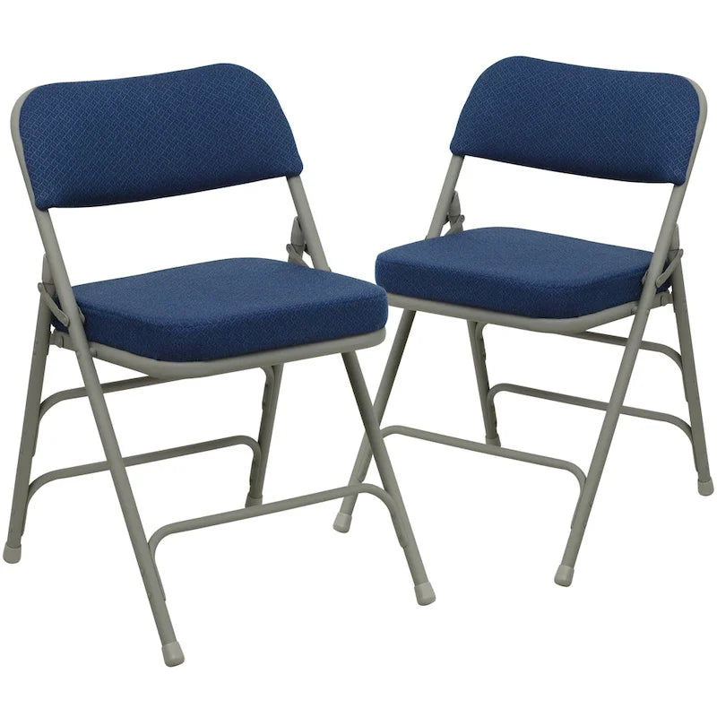 Lot de 2 chaises pliantes rembourrées en métal, avec triple renfort incurvé et double charnière