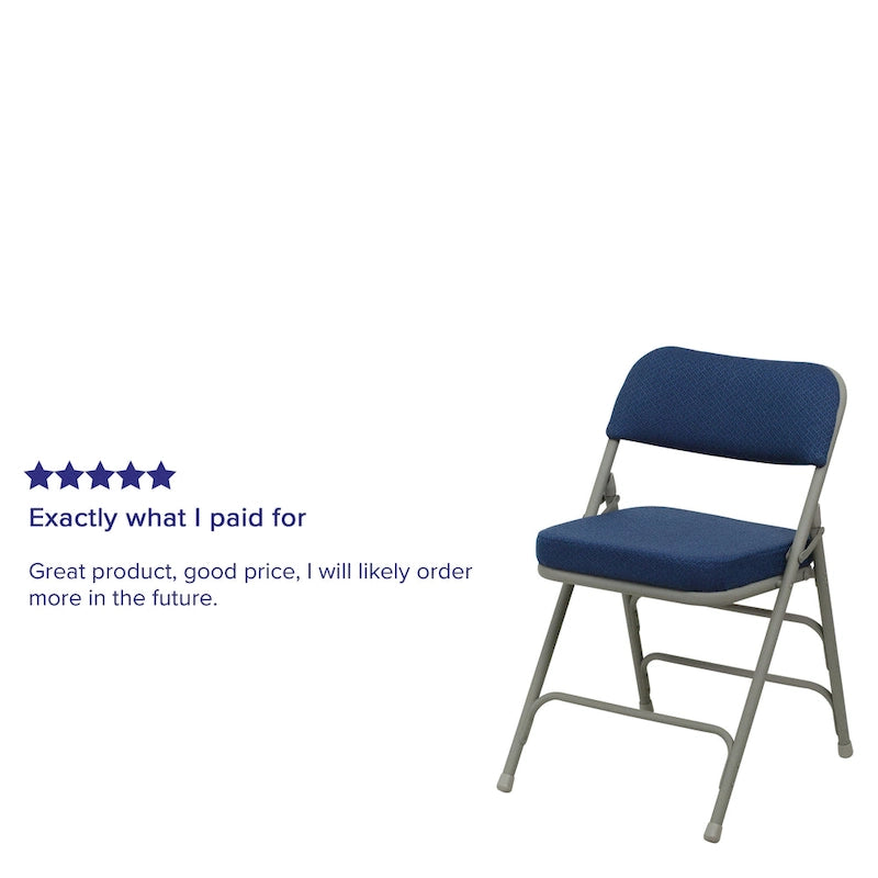 Lot de 2 chaises pliantes rembourrées en métal, avec triple renfort incurvé et double charnière