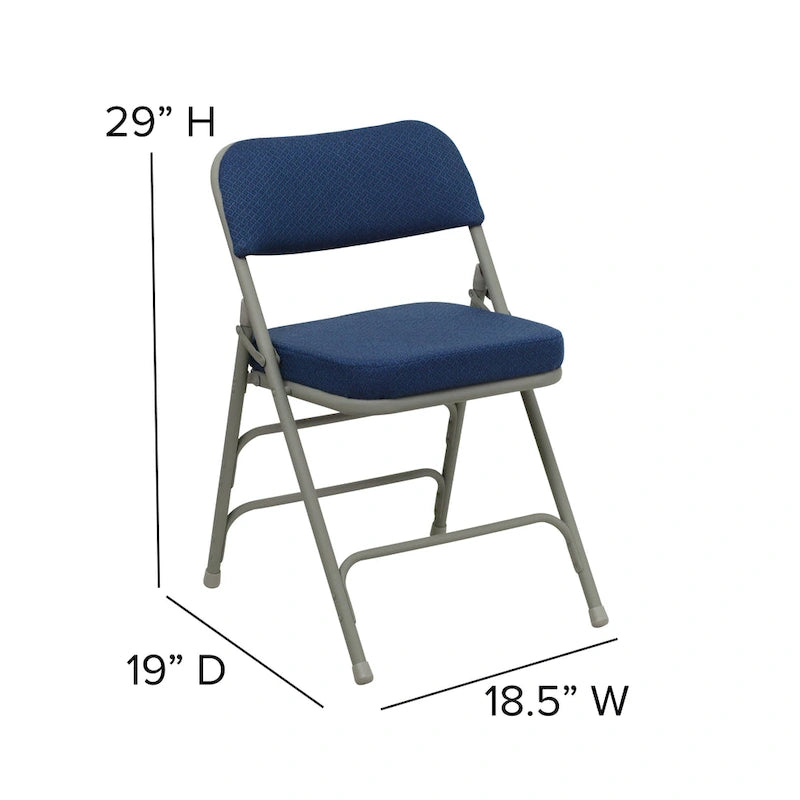 Lot de 2 chaises pliantes rembourrées en métal, avec triple renfort incurvé et double charnière