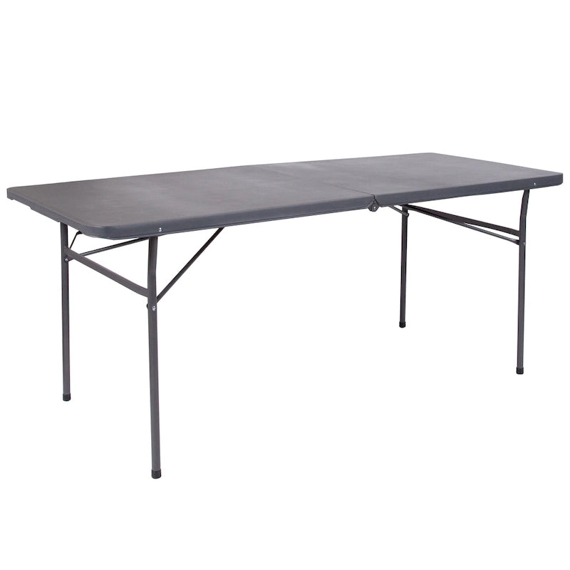 Table pliante de banquet et d'événement en plastique bifold 30 larg. x 72 long. avec poignée de transport – 72 prof. x 30 larg. x 29 haut.