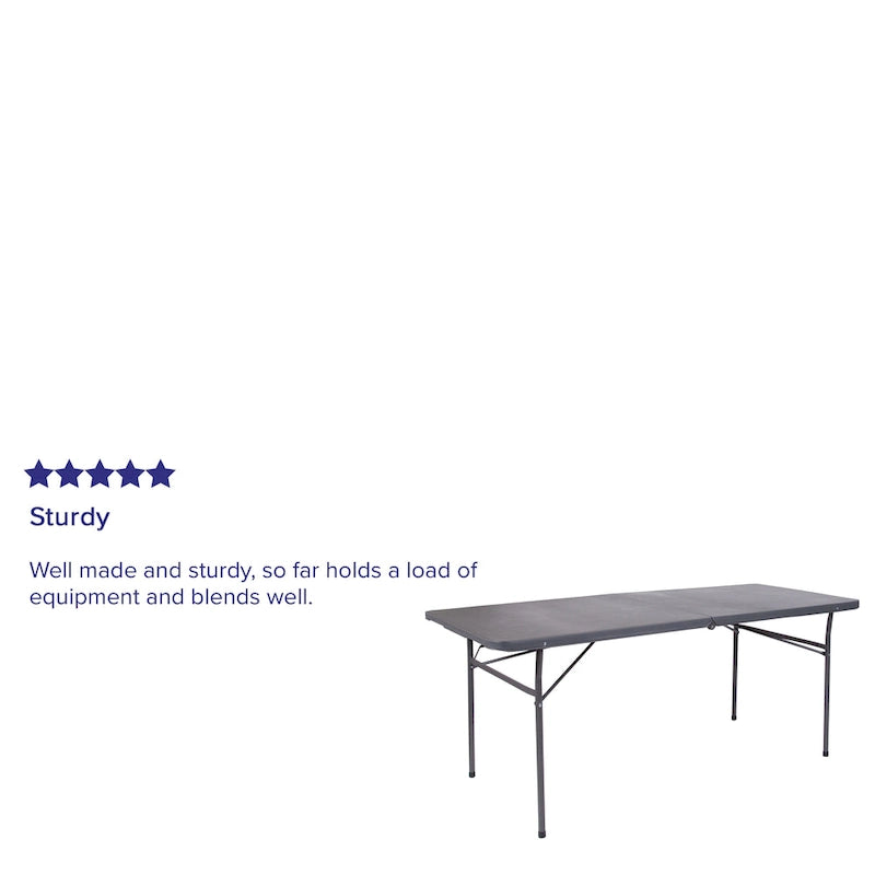 Table pliante de banquet et d'événement en plastique bifold 30 larg. x 72 long. avec poignée de transport – 72 prof. x 30 larg. x 29 haut.