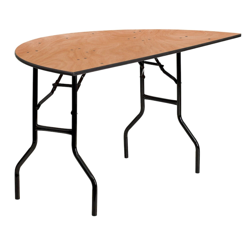 Table de banquet pliante en bois demi-ronde de 5 pieds - Table événementielle et de traiteur