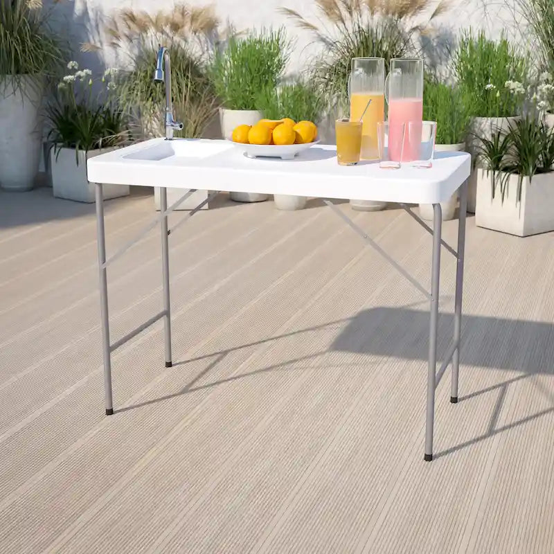 Table de nettoyage de poisson portable de 4 pieds / Table de camping extérieure avec évier