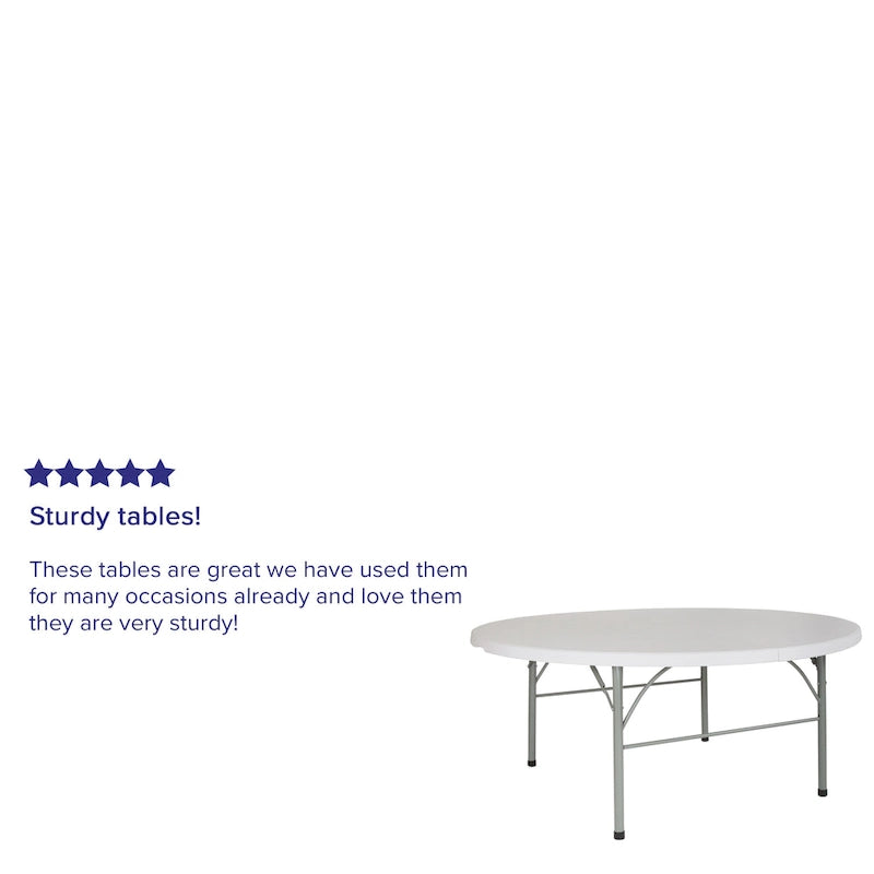Table pliante ronde en plastique de 1,80 m avec poignée
