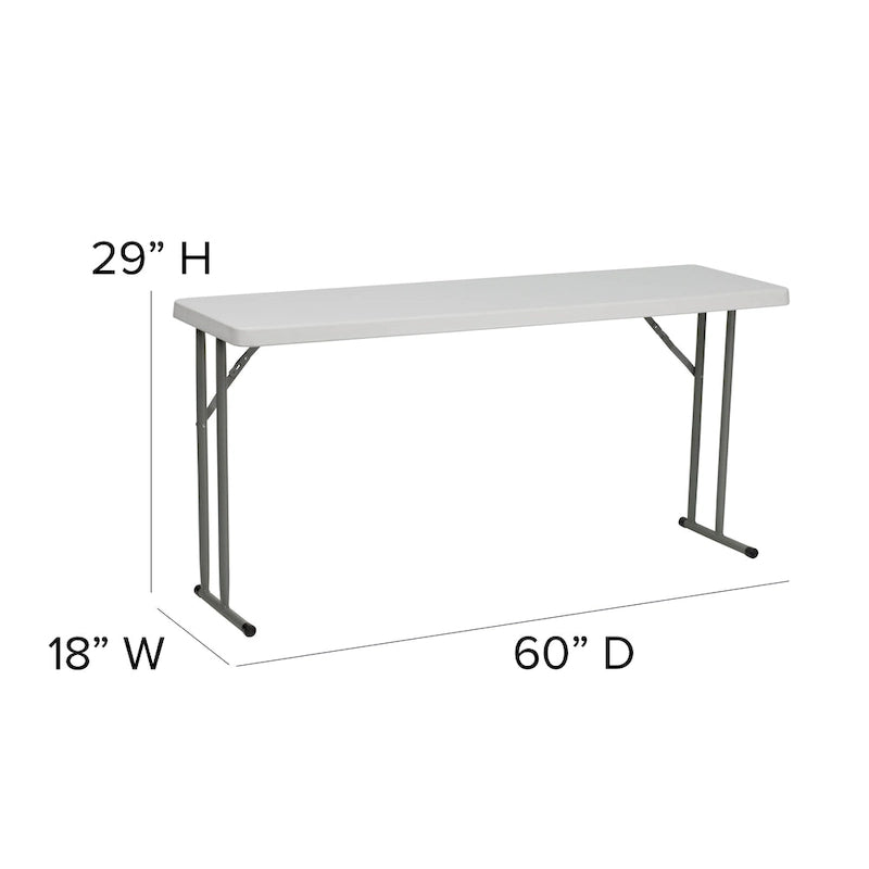 Table de formation pliante rectangulaire en plastique blanc granit 18W x 60L
