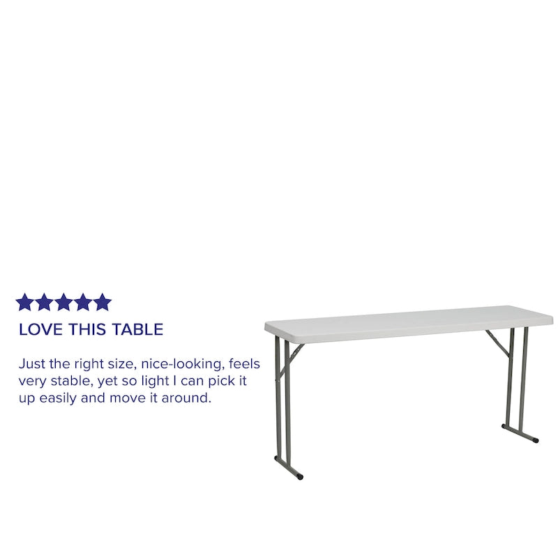 Table de formation pliante rectangulaire en plastique blanc granit 18W x 60L