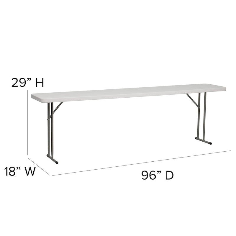 Table pliante d'intérieur/extérieur en plastique blanc 18D x 96L