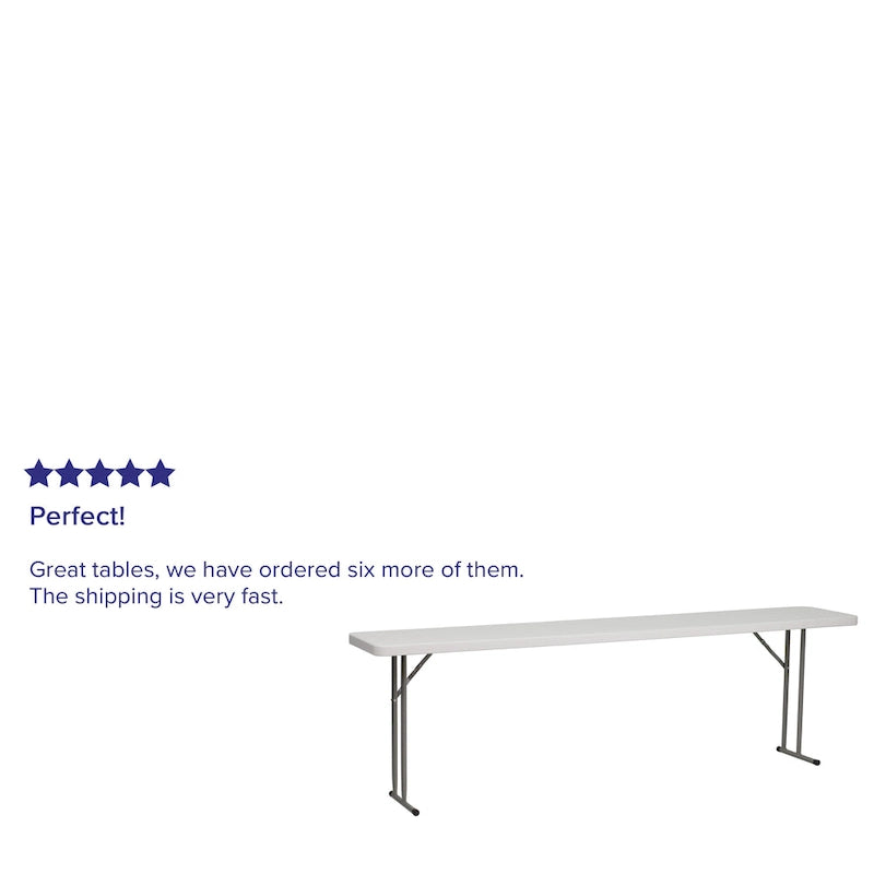 Table pliante d'intérieur/extérieur en plastique blanc 18D x 96L