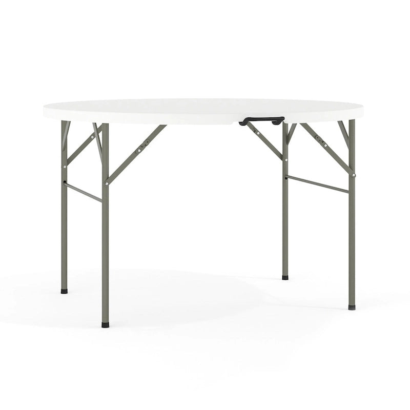 Table pliante événementielle en plastique bi-plis ronde de 4 pieds avec poignée