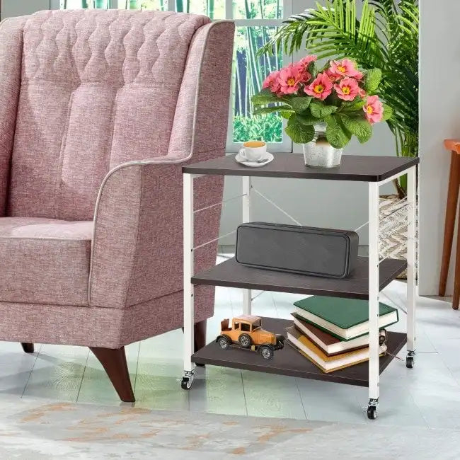 Étagère de cuisine à 3 niveaux pour four à micro-ondes avec crochets – 23,5 x 16 x 29 (L x l x H)