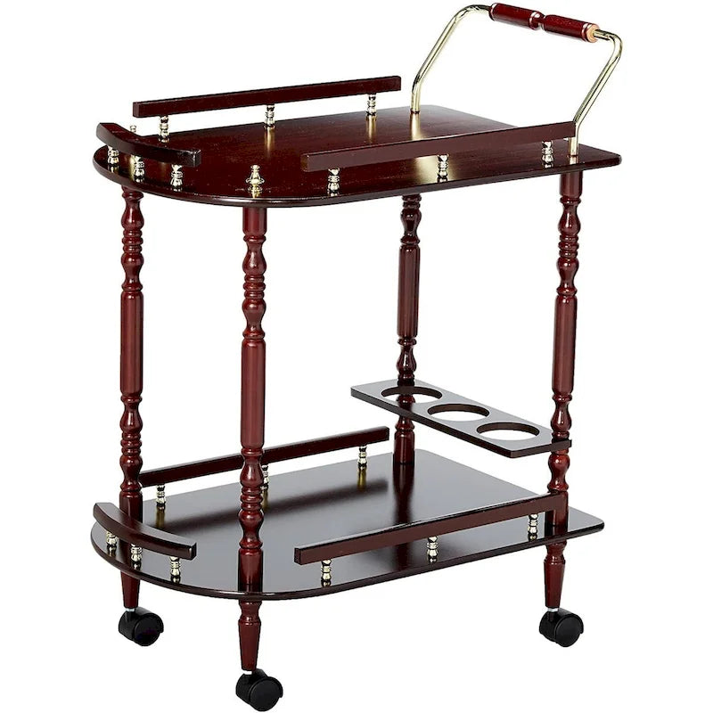 Chariot de service à 2 niveaux, marron - 31,25 H x 24,75 l x 15,75 P pouces