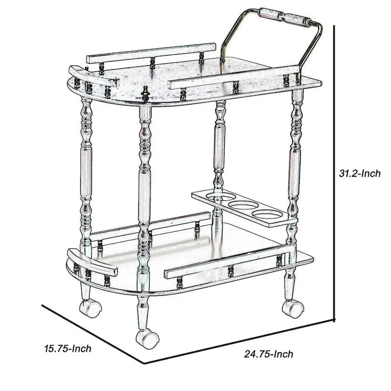 Chariot de service à 2 niveaux, marron - 31,25 H x 24,75 l x 15,75 P pouces