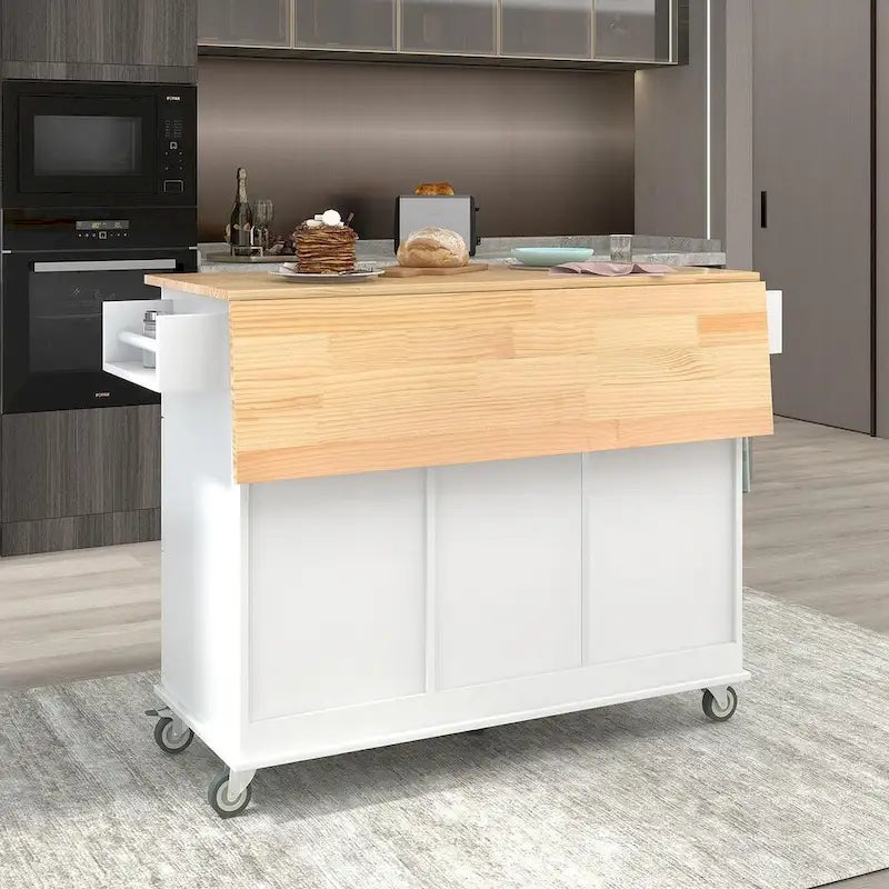 Chariot de cuisine pliant multifonctionnel et verrouillable de 52,7 W avec 2 portes et 3 tiroirs