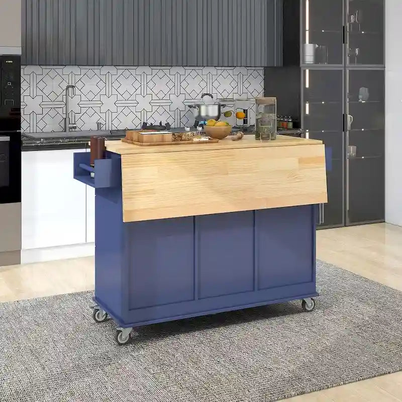 Chariot de cuisine pliant multifonctionnel et verrouillable de 52,7 W avec 2 portes et 3 tiroirs