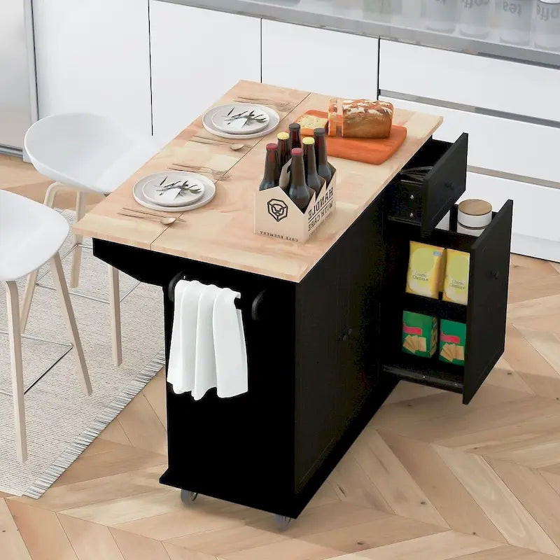 Îlot de cuisine moderne et polyvalent de 53,9 W avec abattant et 3 tiroirs