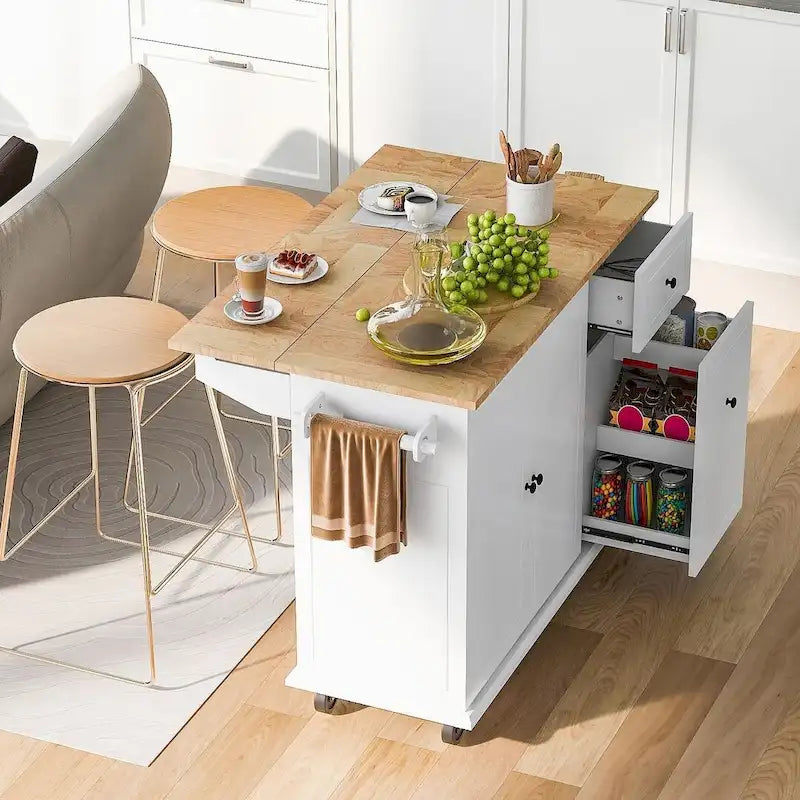 Îlot de cuisine moderne et polyvalent de 53,9 W avec abattant et 3 tiroirs