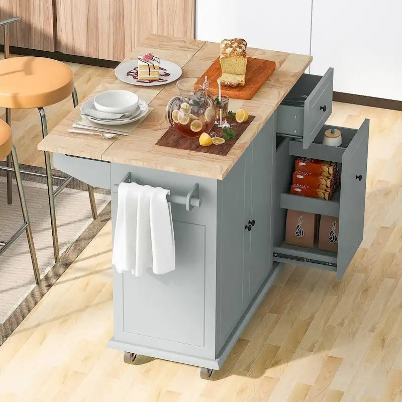 Îlot de cuisine moderne et polyvalent de 53,9 W avec abattant et 3 tiroirs