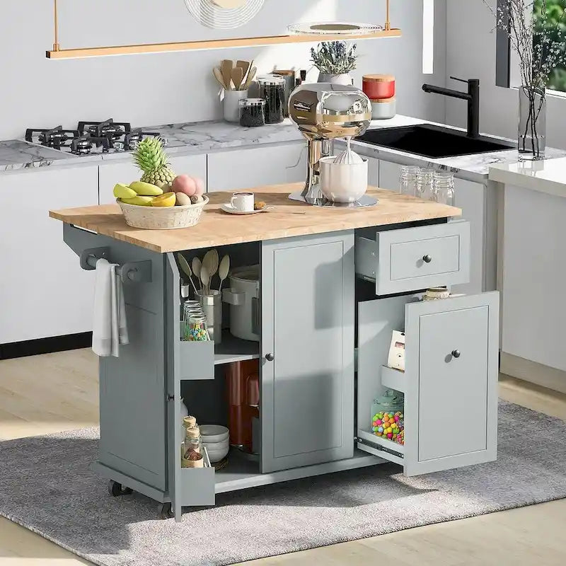 Îlot de cuisine moderne et polyvalent de 53,9 W avec abattant et 3 tiroirs